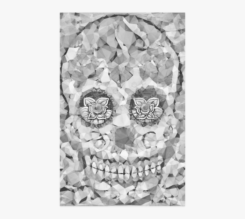 Polygon Skull Black White Poster 22 X34 - Skull, HD Png Download