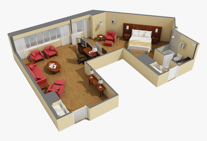 Living Room Plan 3d, HD Png Download