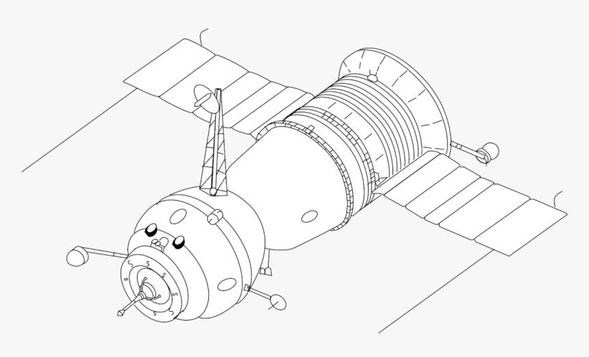 Soyuz 7k T 3 Seats Drawing - Weather Satellite Black And White, HD Png Download