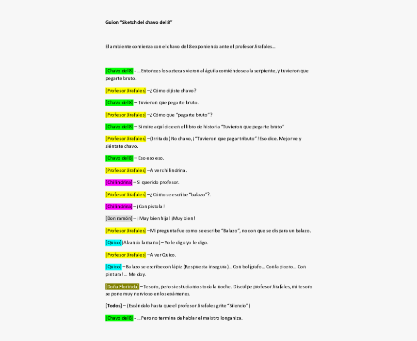 Guion Del Chavo Del Ocho, HD Png Download