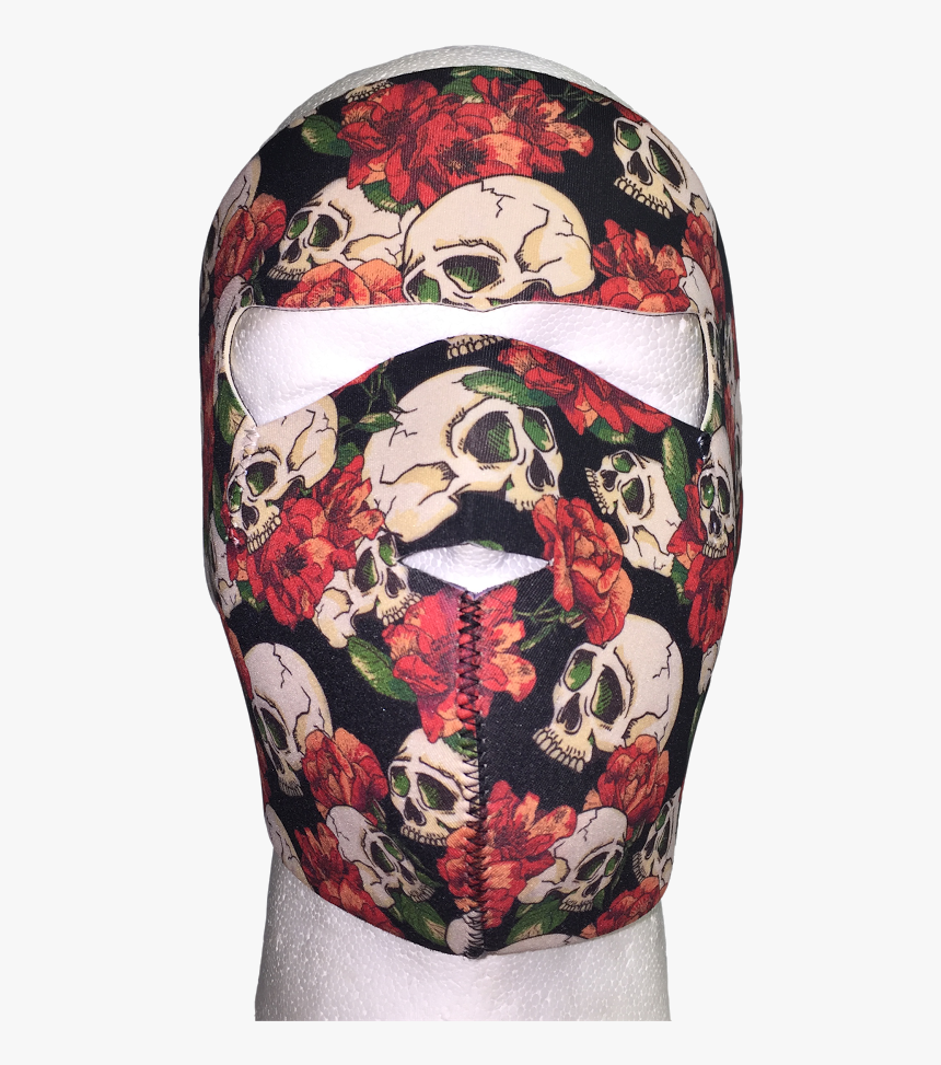 Skull And Roses Full Face Mask - Pencil Skirt, HD Png Download