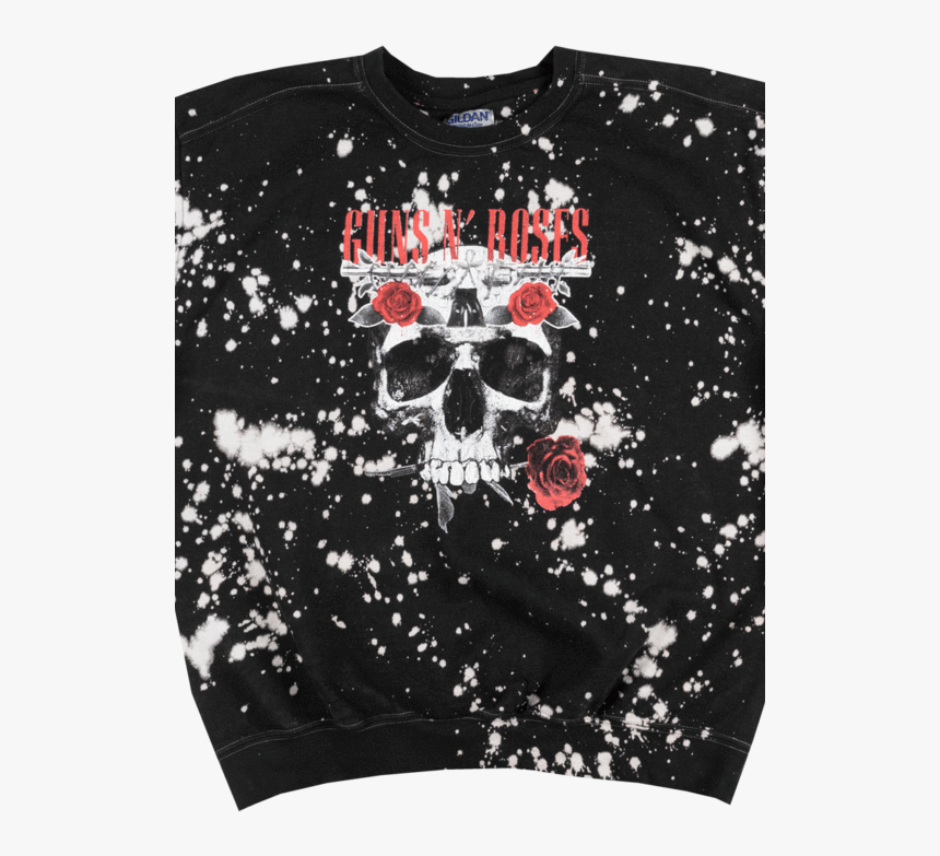 Guns N Roses Skull Crewneck Sweatshirt Rock Music Bleached - Guns N' Roses, HD Png Download