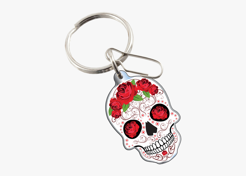 Skull With Roses Key Chain - Vintage Disney Key Chains, HD Png Download