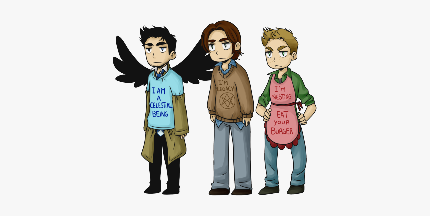 Supernatural Dean Sam Cas Team Free Will Hellredsky - Cartoon Dean Winchester, HD Png Download