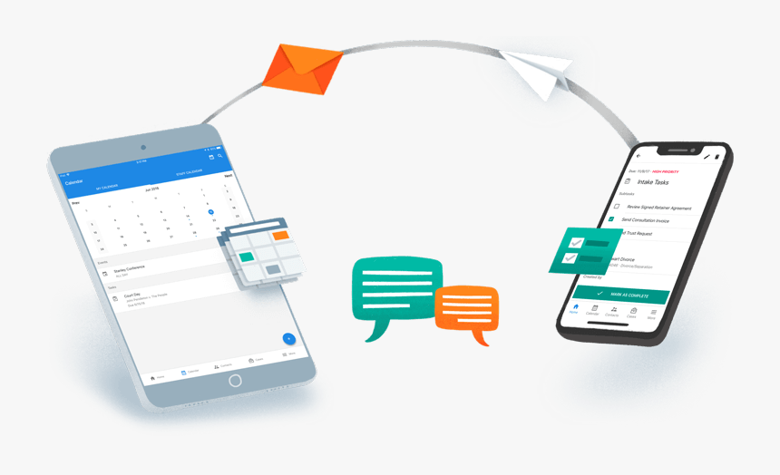 A Tablet And Smart Phone With An Envelope, Paper Airplane, - Communication Tool, HD Png Download