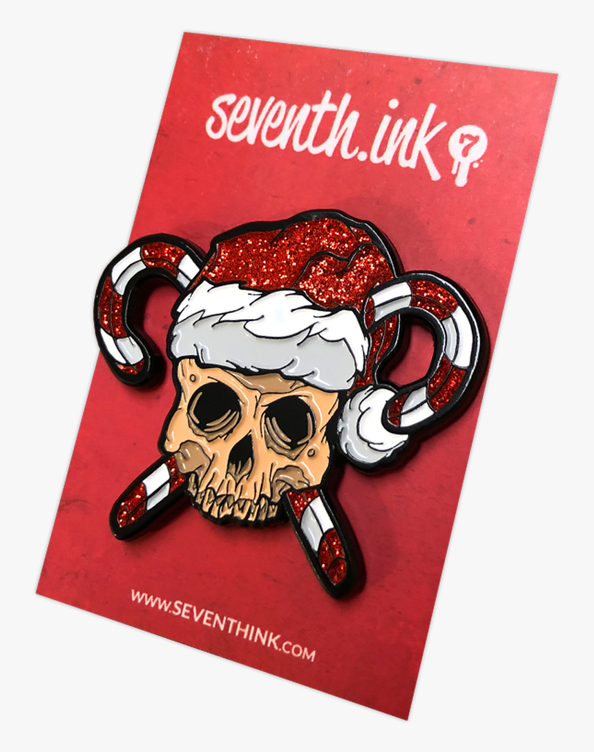 Skull And Crosscanes Glitter Enamel Pin By Seventh - Illustration, HD Png Download
