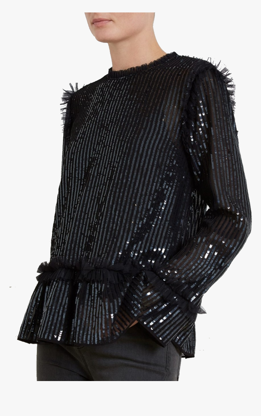 Thread Black Sequin Top - Blouse, HD Png Download
