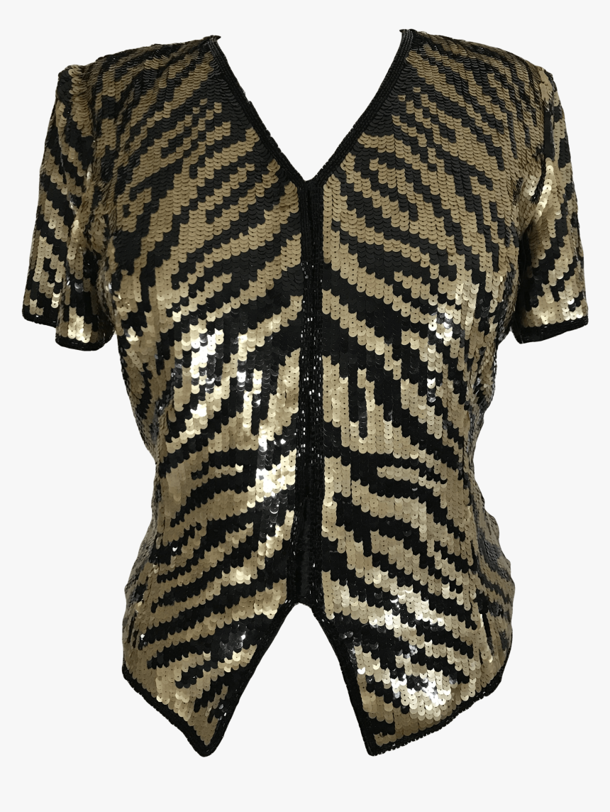 Black And Gold Sequin Top By Reggio - Blouse, HD Png Download