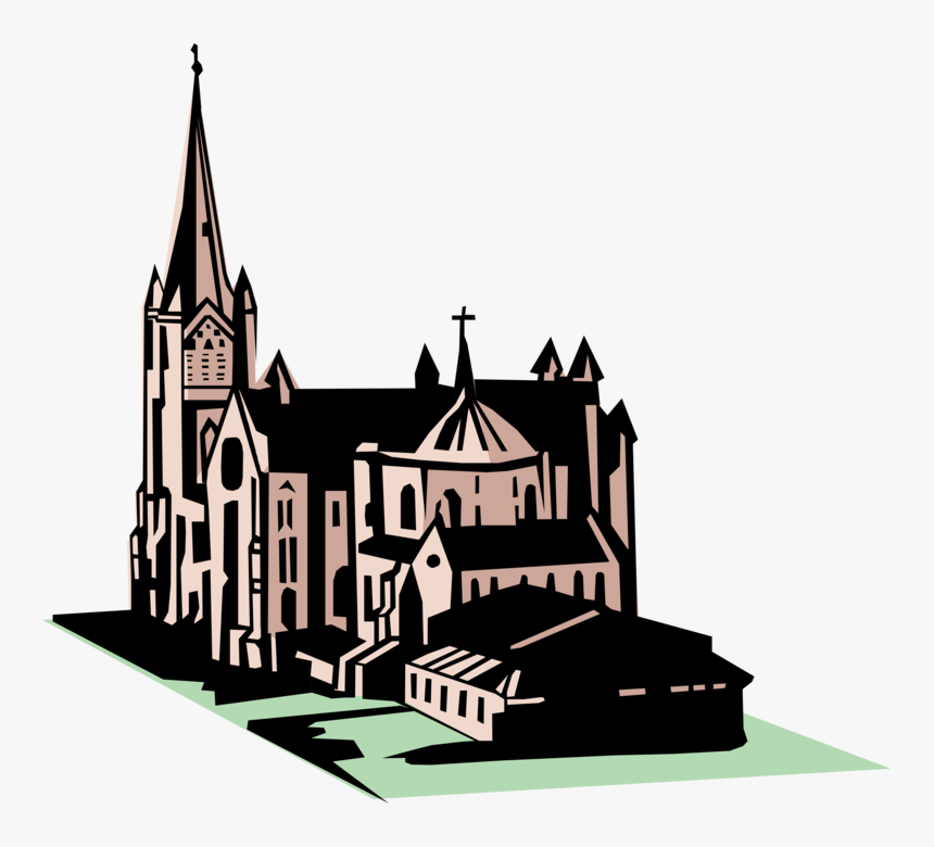 Vector Illustration Of Christian Church Cathedral House - Spire, HD Png Download