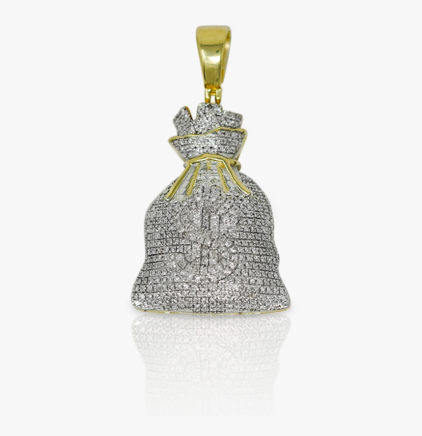 10k Yellow Gold Money Bag Pendant - Locket, HD Png Download