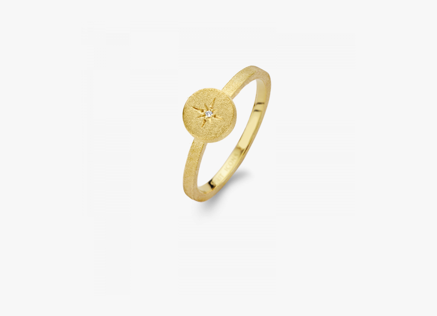 North Star Ring With 0,01 Diamond, Goldplated - Pre-engagement Ring, HD Png Download