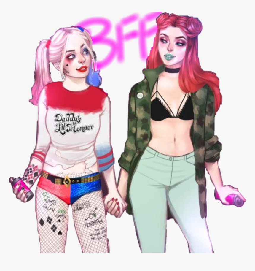 Tumblr Clipart Dc Black And White Harleyquinn Poisonivy - Mejores Amigas Gif, HD Png Download