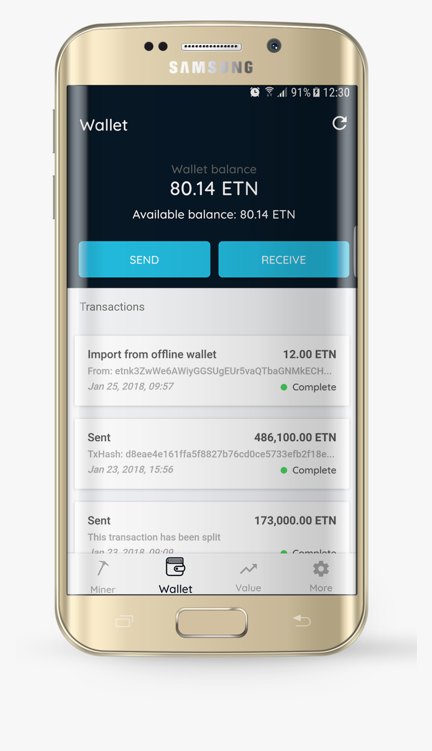 Samsung-mockup - Electroneum Mining App, HD Png Download