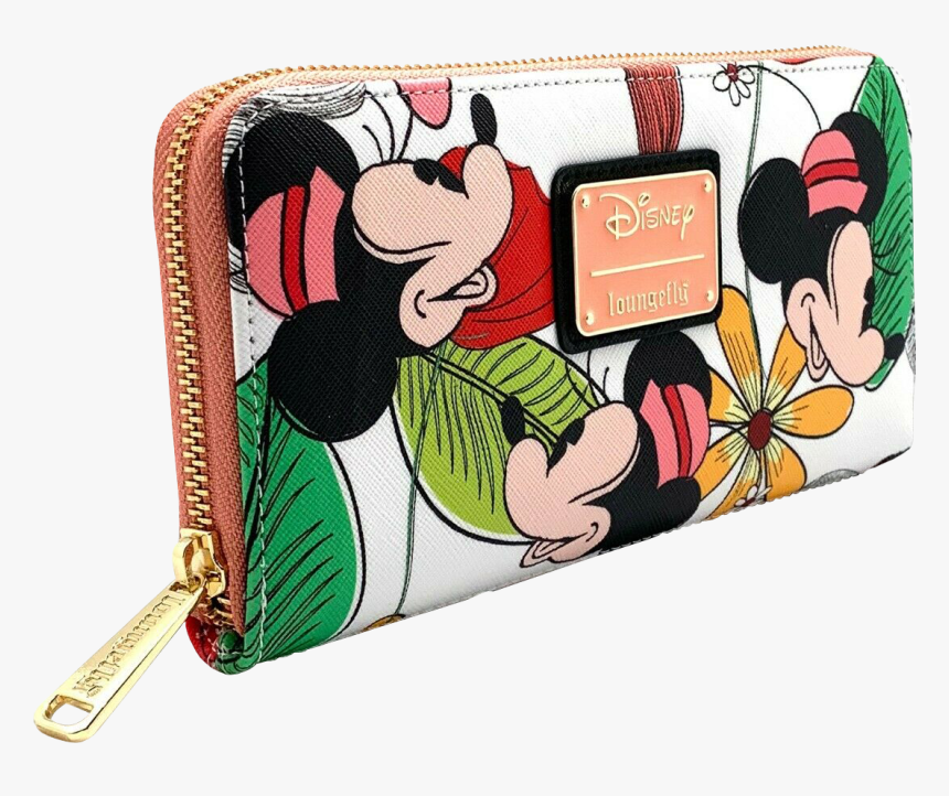 Minnie Mouse Floral 8” Faux Leather Zip-around Wallet - Wallet, HD Png Download