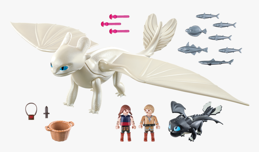 Playmobil Dragons Light Fury With Baby Dragon And Children - Playmobil Dragons 3 Light Fury, HD Png Download