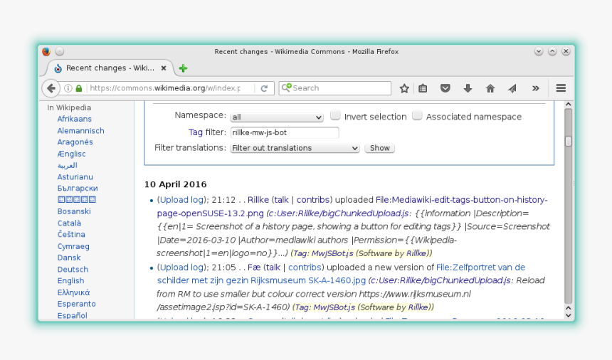 Mediawiki Tags Applied In Recent Changes Opensuse - Windows 7, HD Png Download