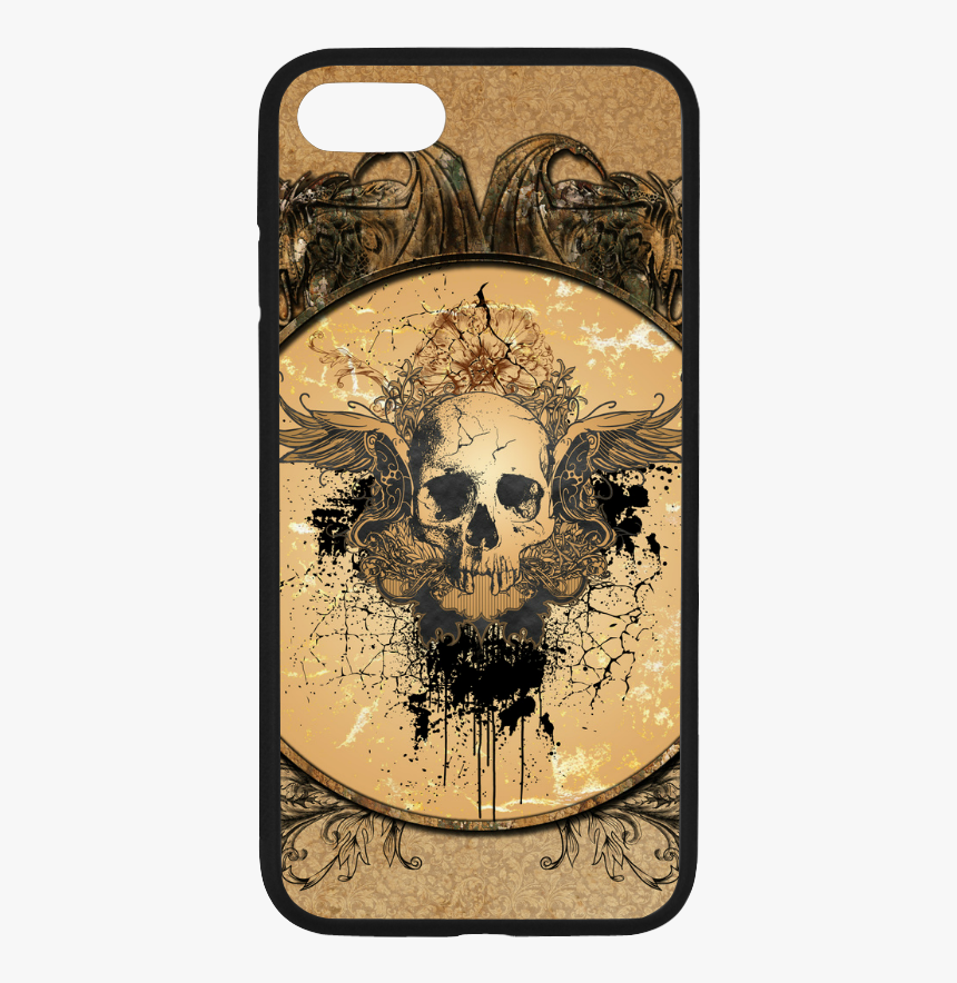 Awesome Skull With Wings And Grunge Rubber Case For - Mobile Phone Case, HD Png Download