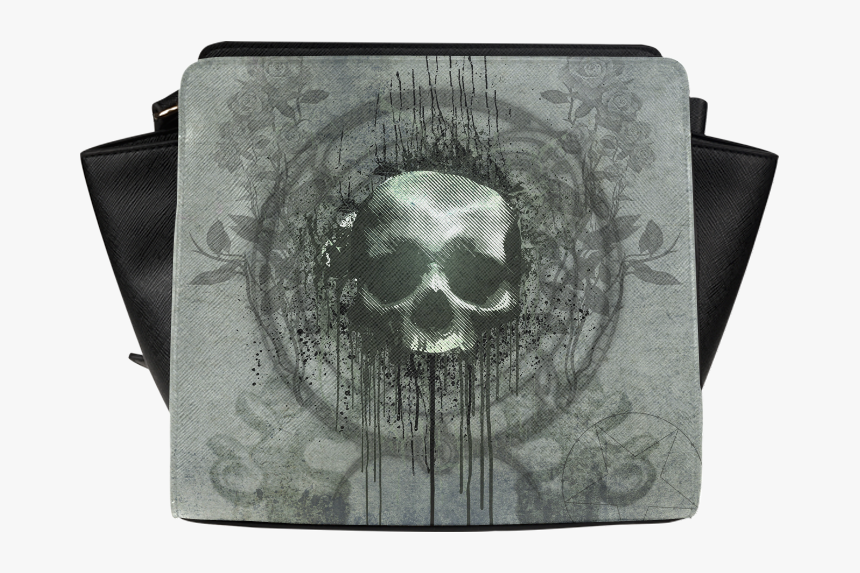 Awesome Skull With Bones And Grunge Satchel Bag - Skull, HD Png Download