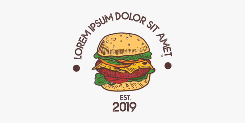Hand Drawn Logo Burger Burger Logo Illustrations Hand - Cheeseburger, HD Png Download