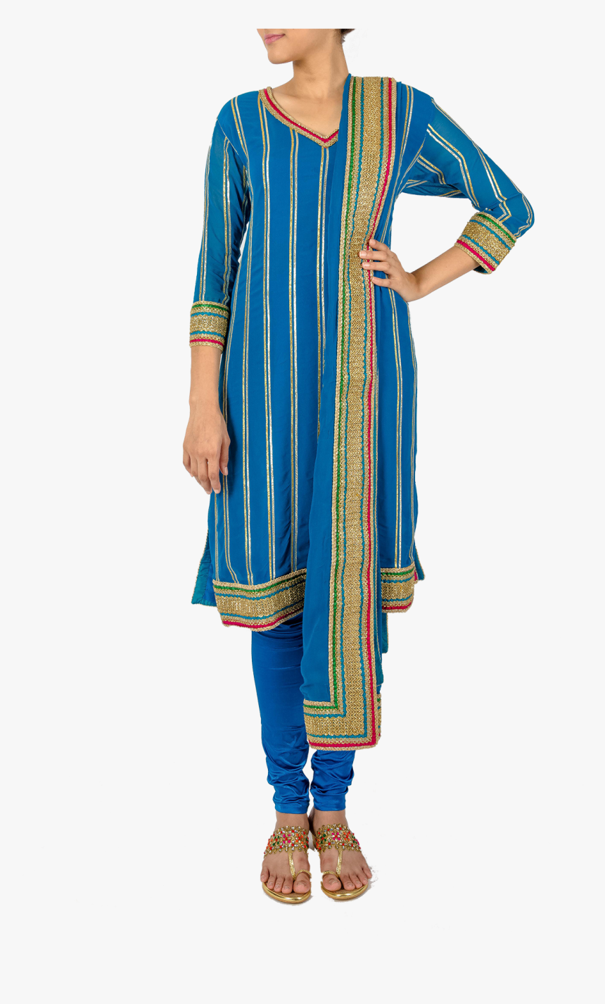 Striped Blue Gota Kurta Set By Asal By Abu Sandeep, HD Png Download