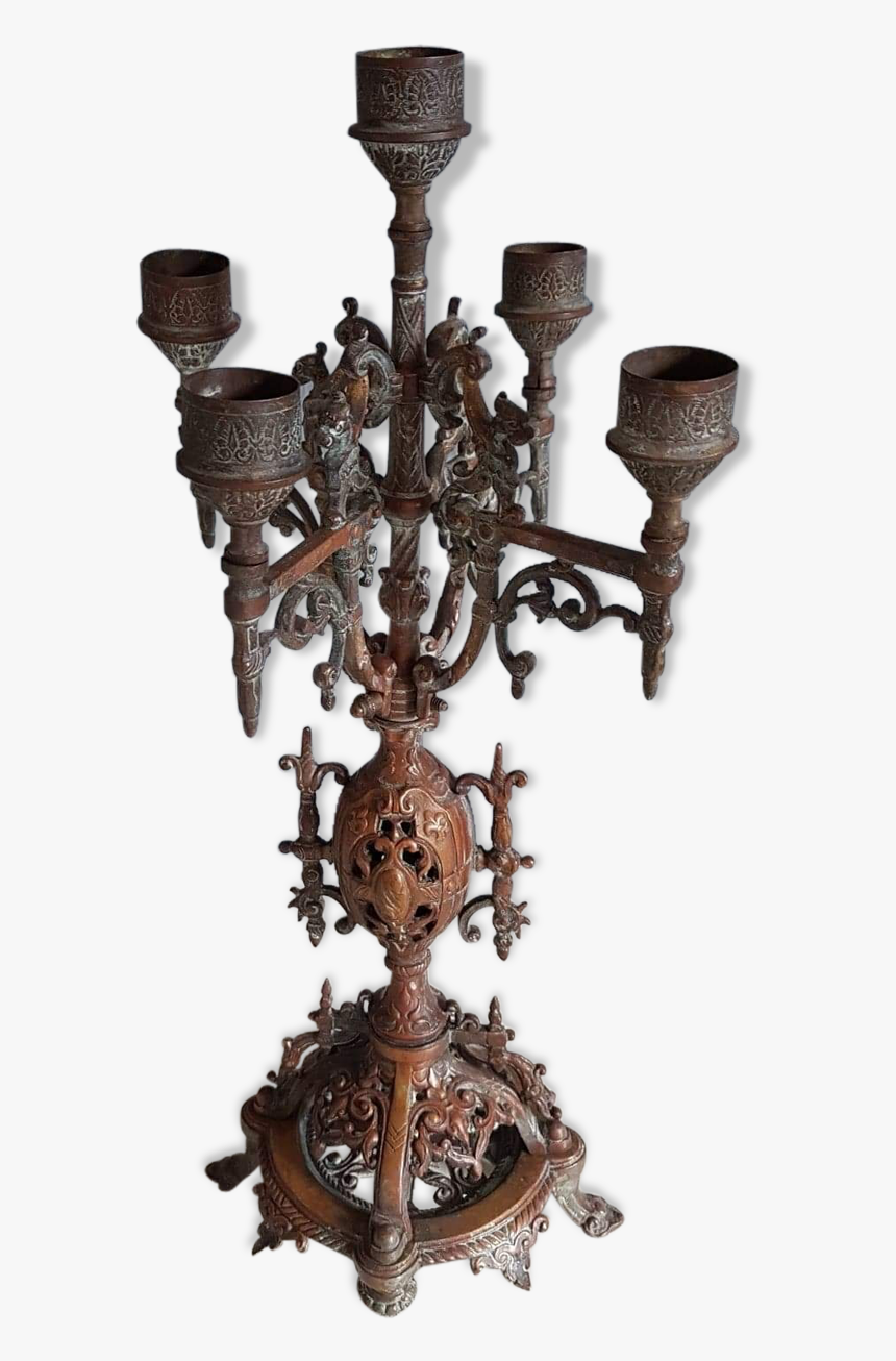 Ancient Neo Gothic Candelabra With Winged Dragons 
 - Chandelier, HD Png Download