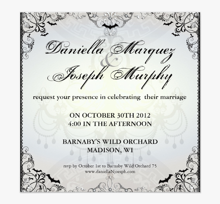 Fancy Gothic Bats Halloween Wedding Invites From Zazzle - Marriage Invitation Fancy, HD Png Download