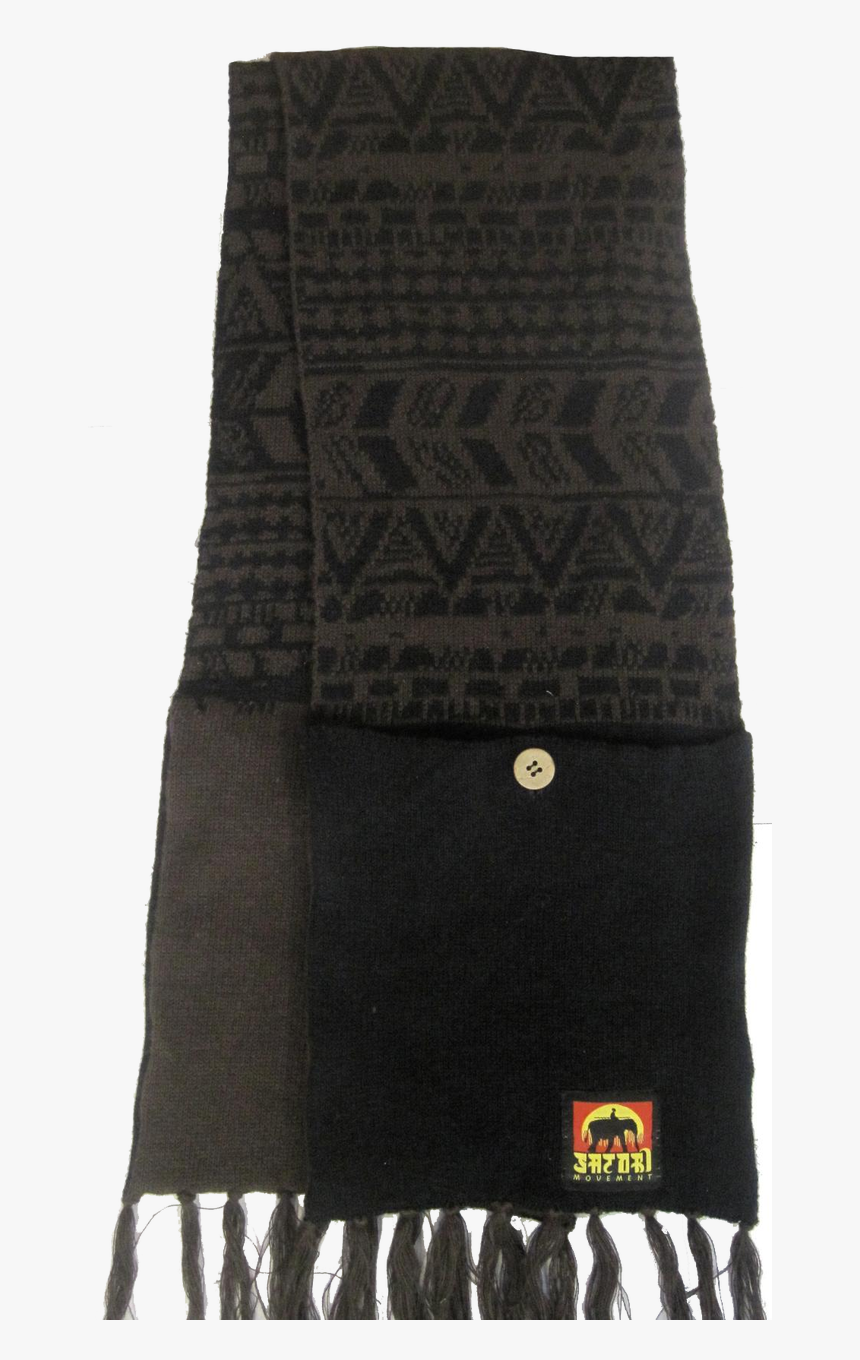 Pocket Scarf 55% Hemp 45% Organic Cotton Knit Aztec - Woolen, HD Png Download