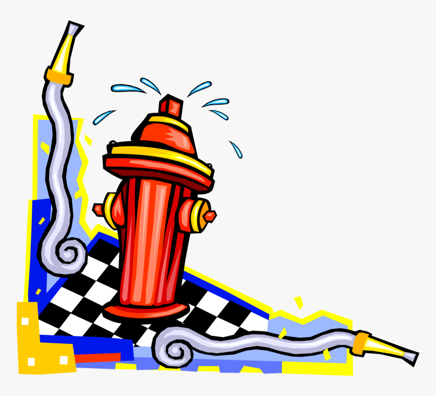 Vector Illustration Of Fire Hydrant Connects Firefighters - Illustration, HD Png Download