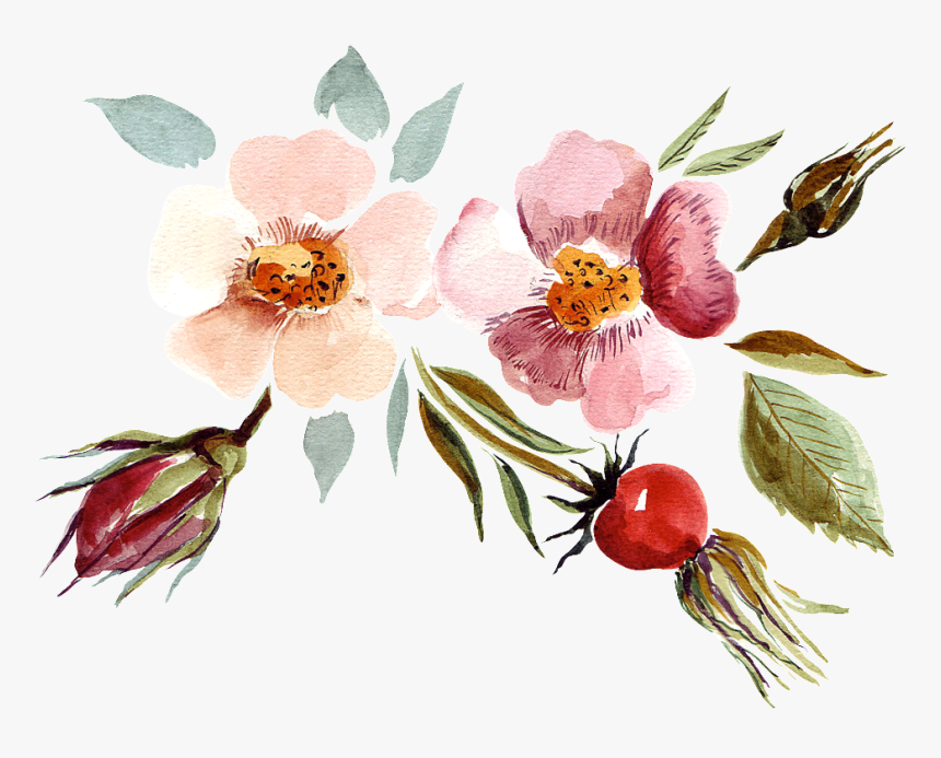 Hand Painted Watercolor Flowers Decorative Illustration - 60th Birthday Invitations Female, HD Png Download