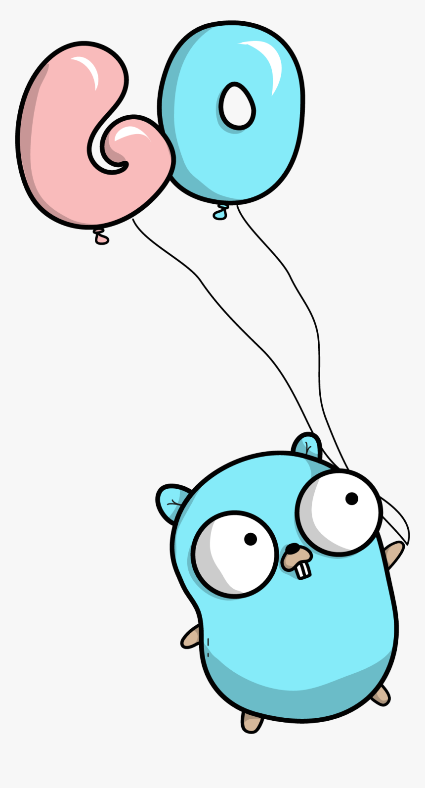 Gopher Holding Go Balloons - Cartoon, HD Png Download