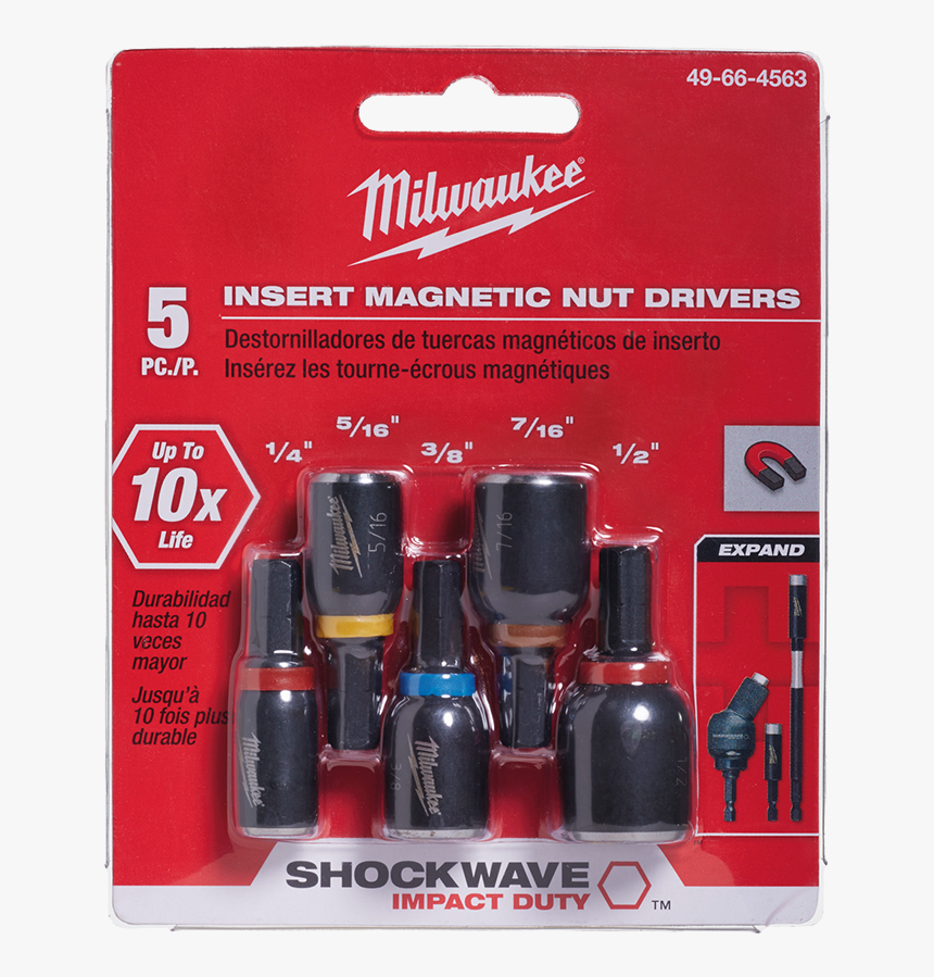 Shockwave™ Insert Nut Driver 5pc Set 1/4 , 5/16 , 3/8 - Milwaukee Bit Set, HD Png Download