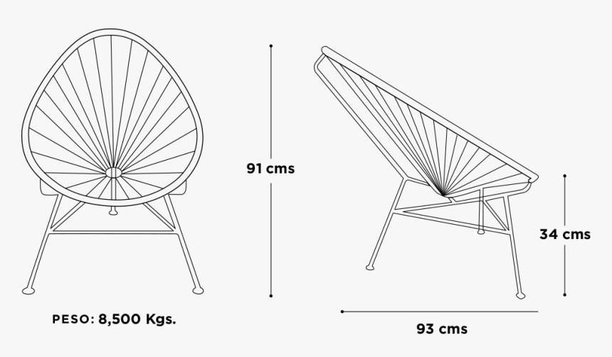 Medidas Silla Acapulco Gut - Medidas De Una Silla Acapulco, HD Png Download