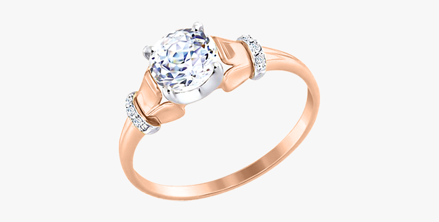 Lady´s Ring In Red Gold Of 585 Assay Value With Zirconia - Pre-engagement Ring, HD Png Download