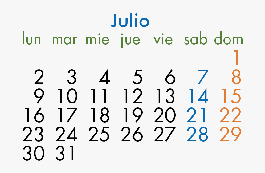 Calendario Laboral 2018 Julio - Calendario Laboral Julio 2018, HD Png Download