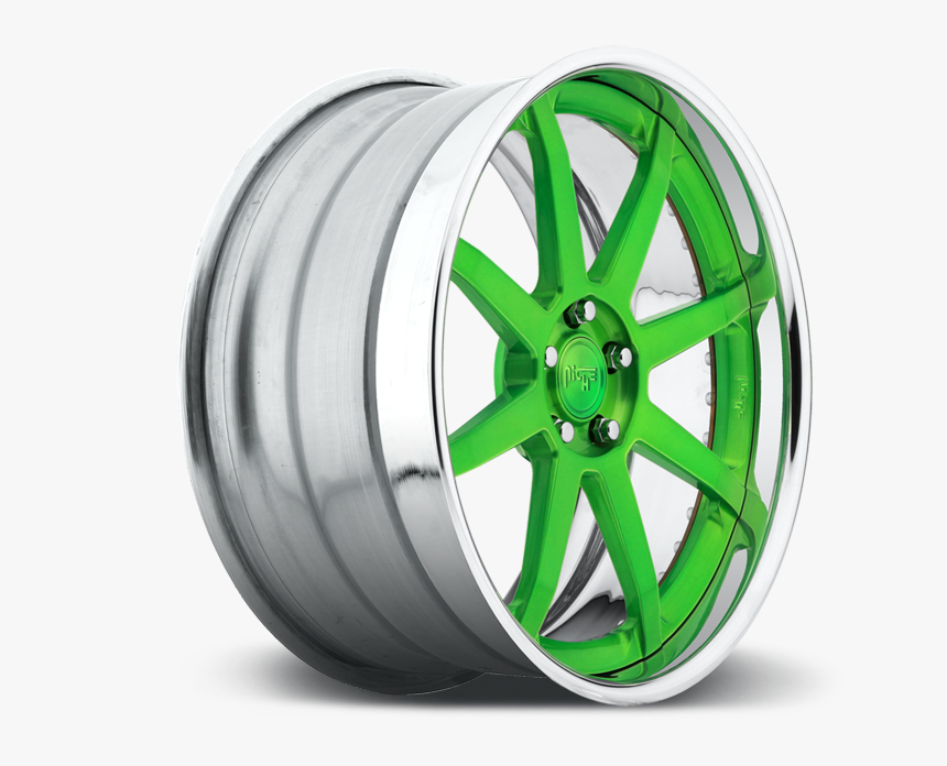 N370 Green Face Polished Lip Finish Wheels - Tire, HD Png Download