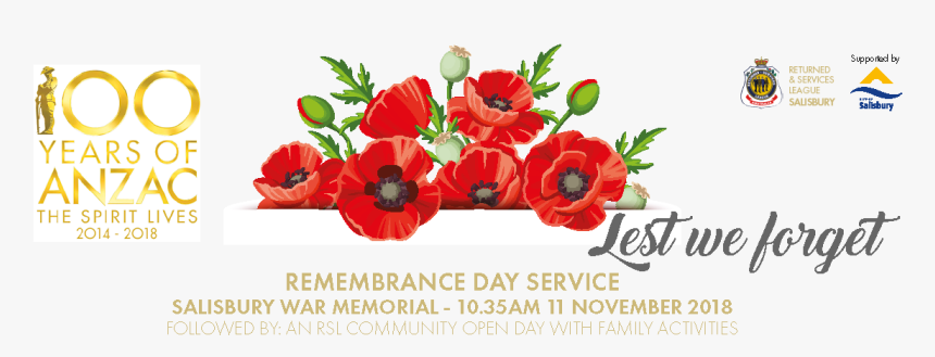 Remembrance Day Discover Salisbury Banner - Remembrance Day 11th November Images Australia, HD Png Download