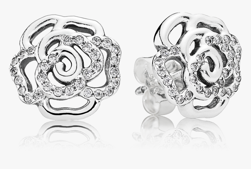 Pandora Rose Silver Earrings, HD Png Download