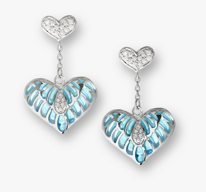 Nicole Barr Designs Sterling Silver Heart Stud Earrings-blue - Heart Earrings Transparent Background, HD Png Download