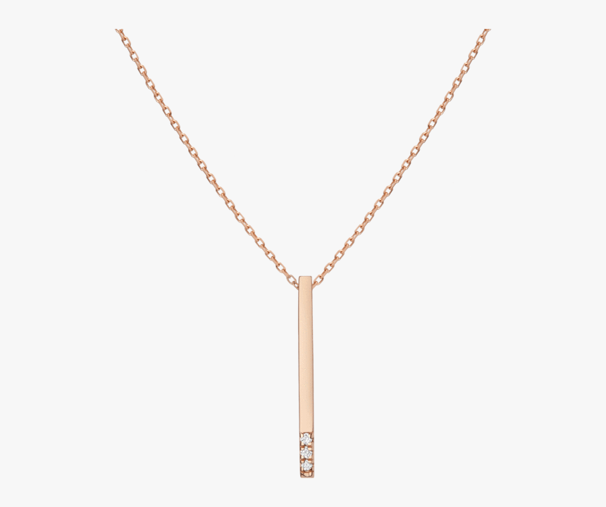Short Gold Bar Drop Necklace With Diamonds - Pendant, HD Png Download