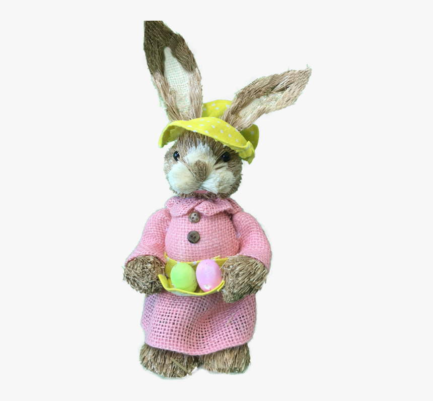 Girl Straw Bunny, Pink Dress With Egg In Apron - Figurine, HD Png Download