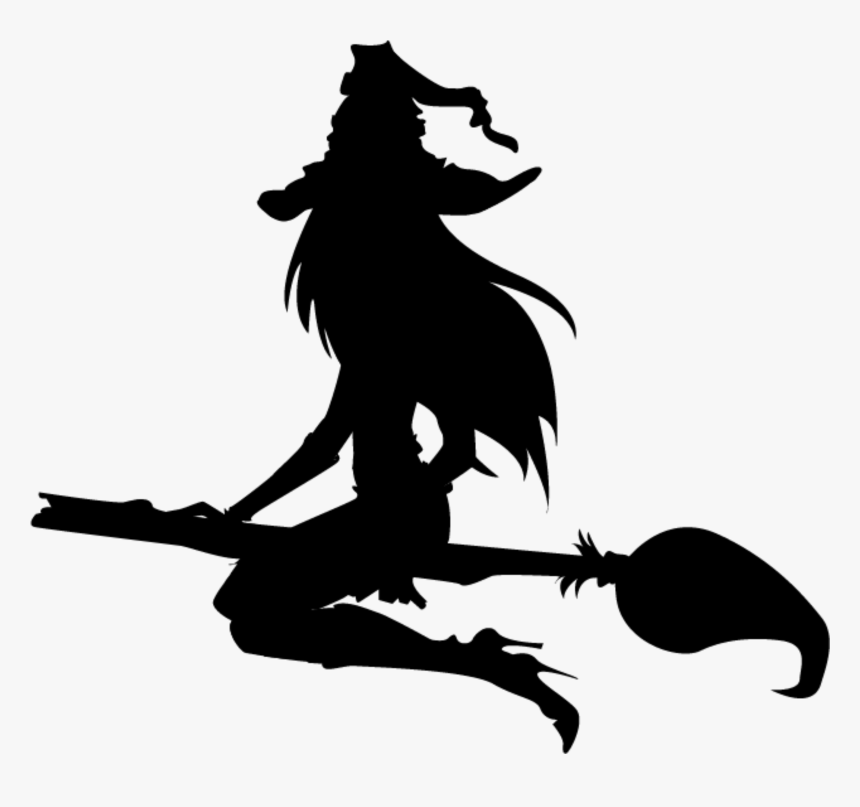 #witch #broom #black #silhouette - Happy Halloween Witch, HD Png Download