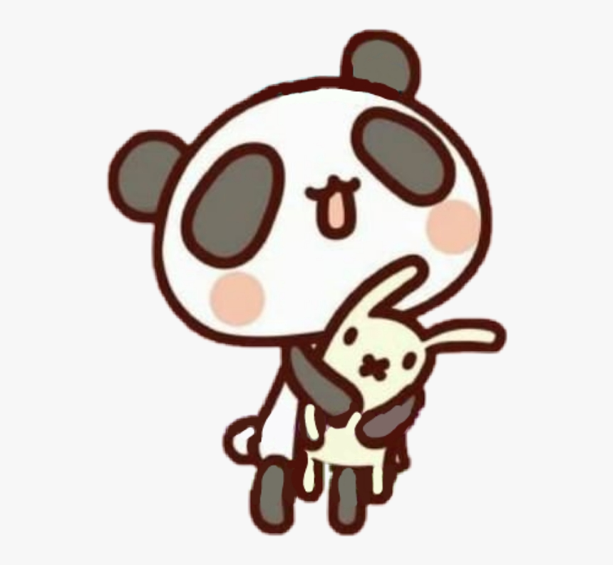 #panda #pandabear #bunny #rabittkawaii #plush #cute - Cute Panda And Bunny, HD Png Download