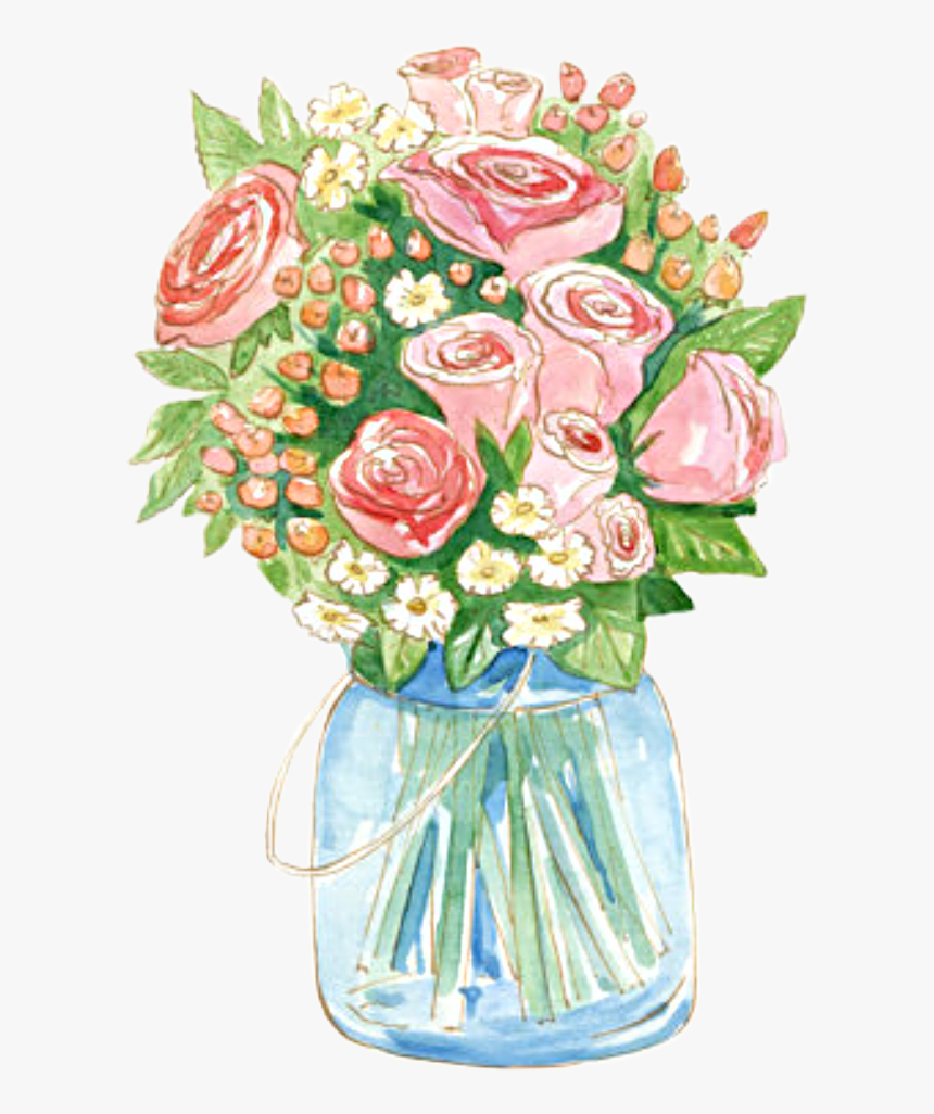 #watercolor #roses #flowers #floral #bouquet #arrangement - Flower Bouquet, HD Png Download