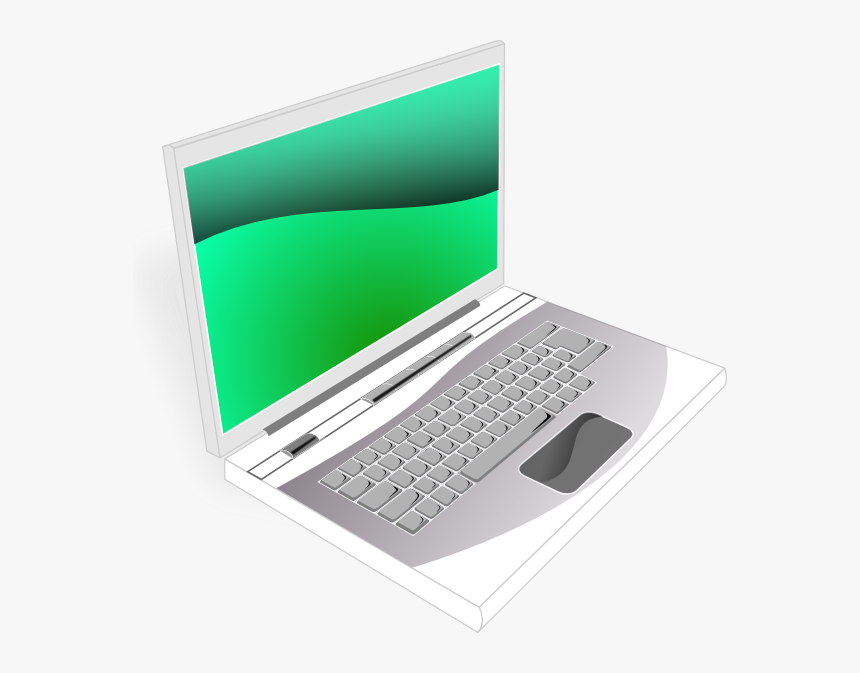 Laptop White Green Image - Laptop Clipart Computer Cartoon, HD Png Download
