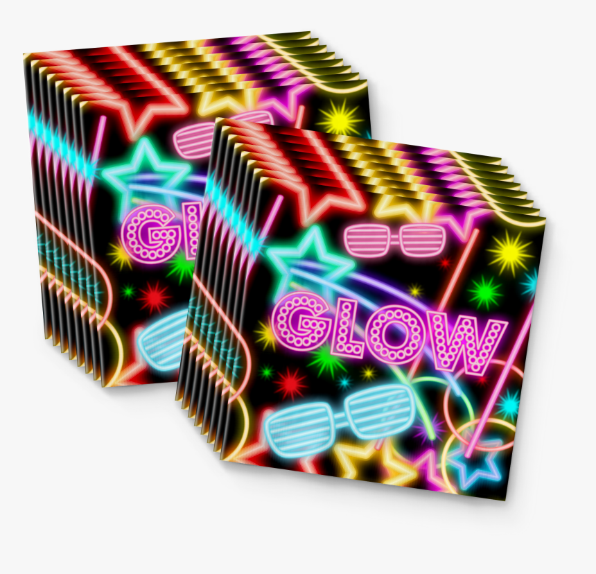 Glow Light Neon Birthday Party Tableware Kit For 16 - Graphic Design, HD Png Download