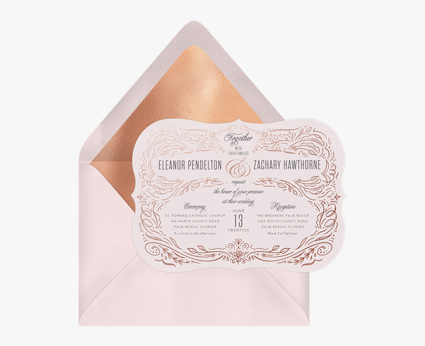 Flourish Frame Wedding Invitation By Laura Bolter Design - Paper, HD Png Download