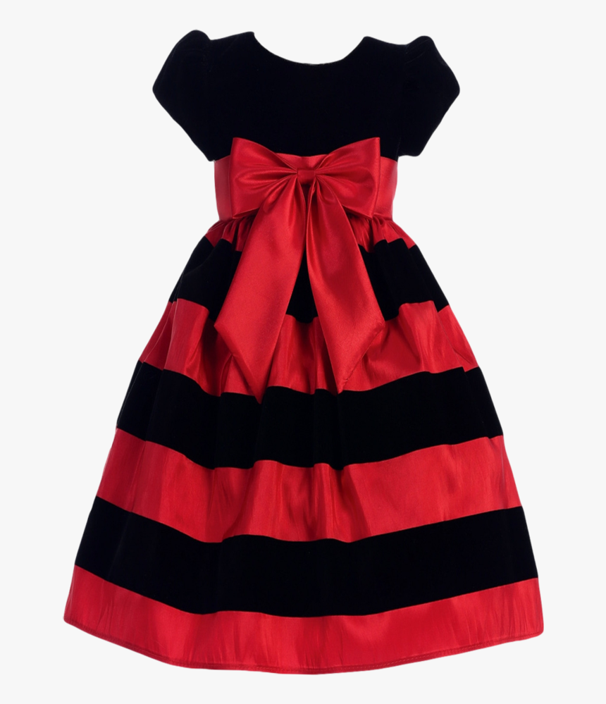 Christmas Dress Png - Girls Black Dress With Red Bow, Transparent Png