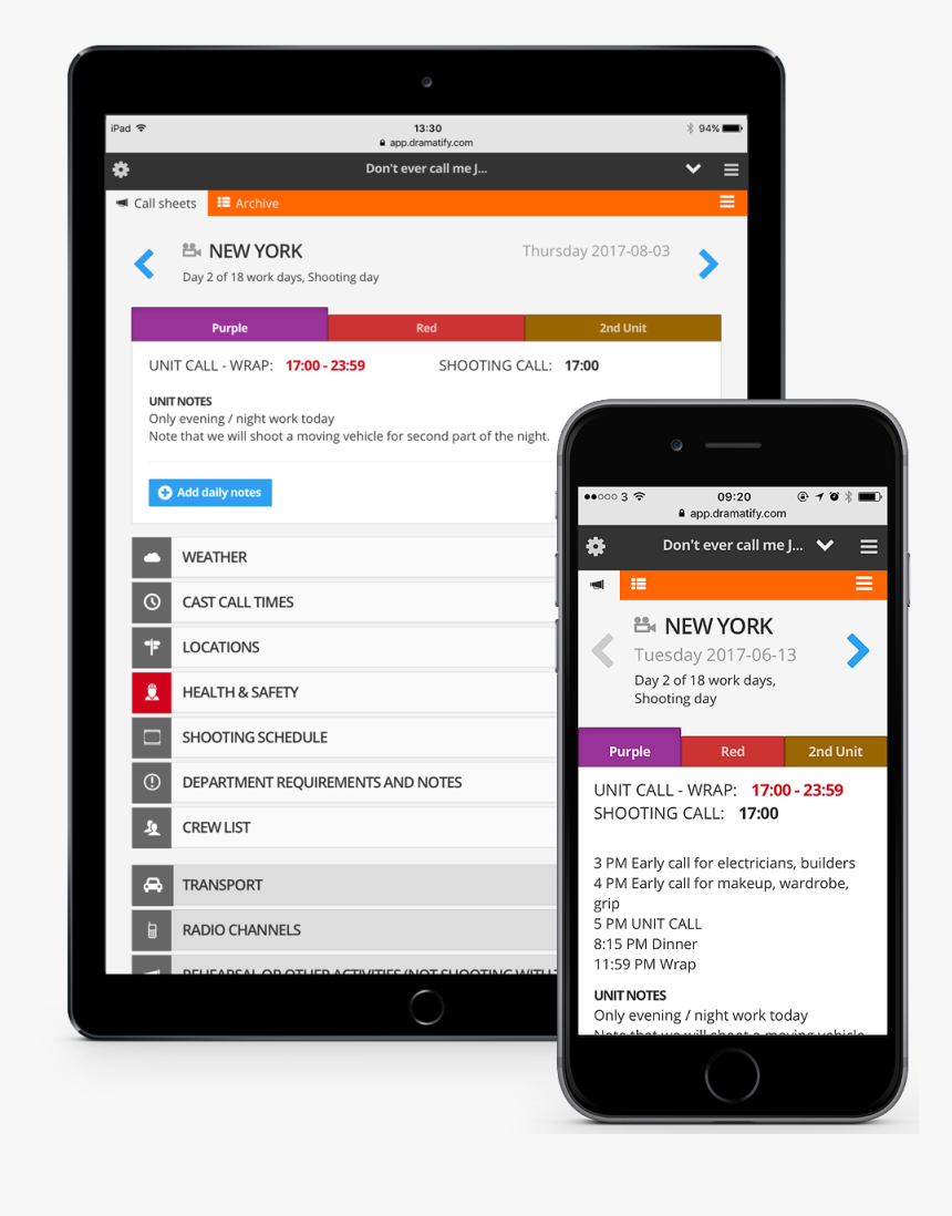 Digital Call Sheets For Tv, Film, Video, Commercials, - Iphone, HD Png Download