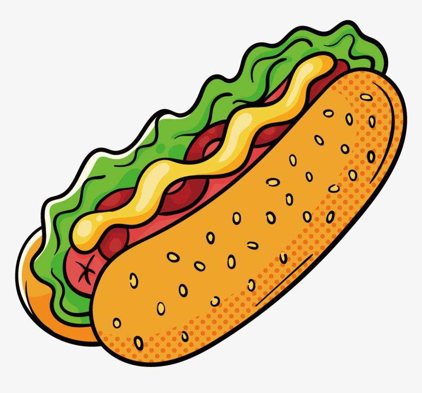 Hamburger Hot Dog Fast Food Drawing - Hot Dog Drawing Png, Transparent Png
