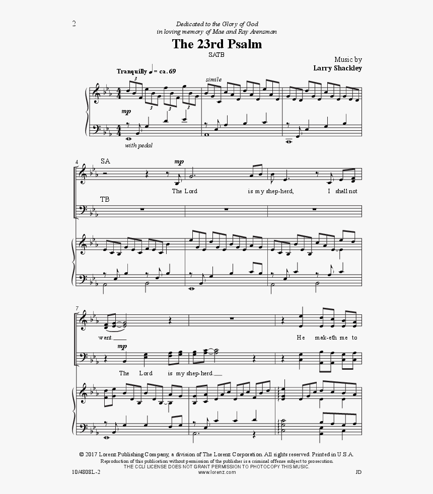The 23rd Psalm - Thelonious Monk Sheet, HD Png Download